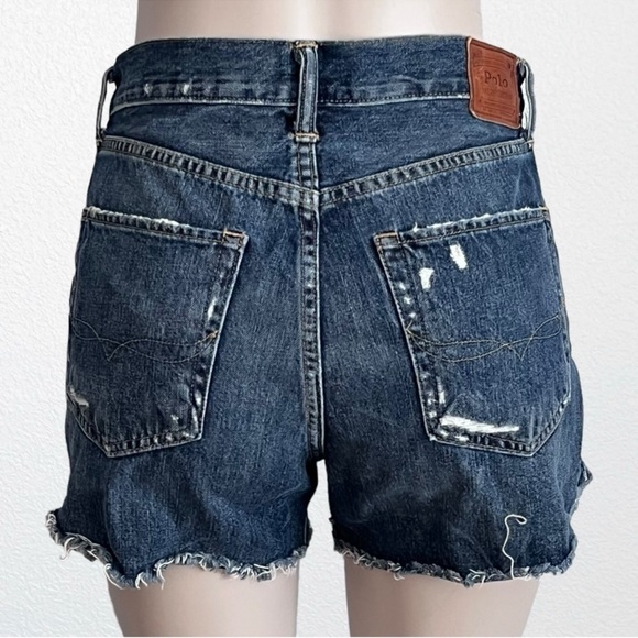 Polo by Ralph Lauren Dungarees Crosby Cutoff Destroyed Denim SZ 28 Med Wash - Picture 7 of 14